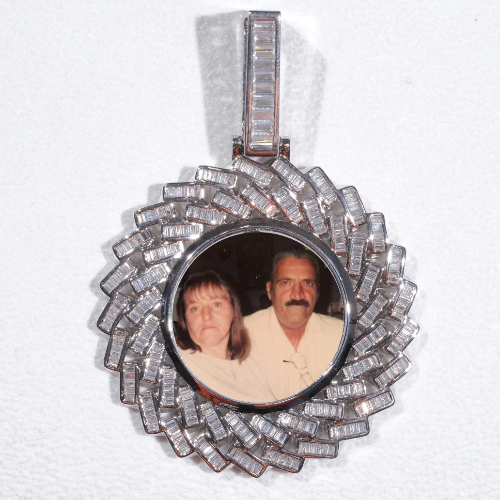 Large 3D Baguette Custom Picture Pendant
