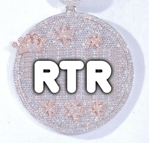 CUSTOM LETTER NECKLACE 3D BIG CROWN DISC