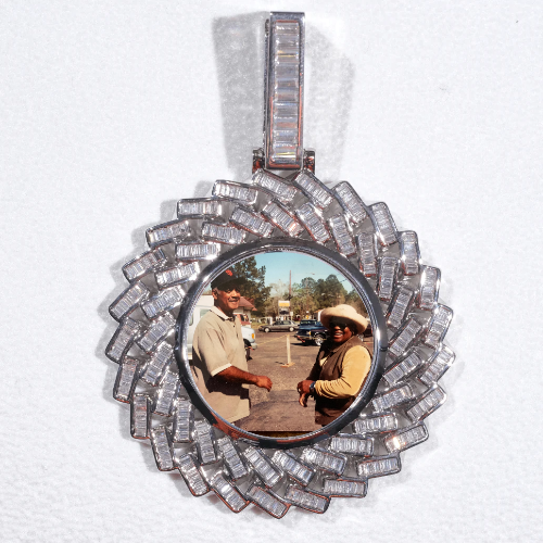 Large 3D Baguette Custom Picture Pendant