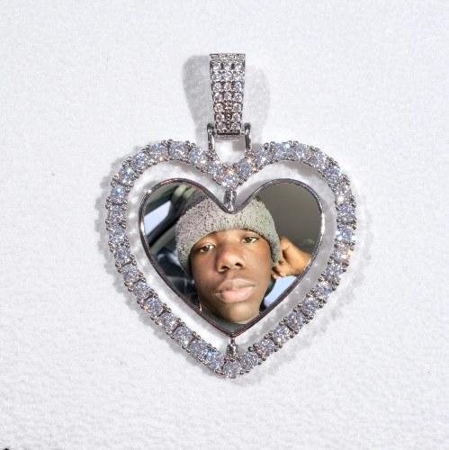 3D Spinning 2-Faced Heart Custom Picture Pendant