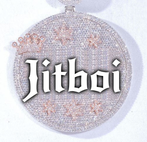 CUSTOM LETTER NECKLACE 3D BIG CROWN DISC