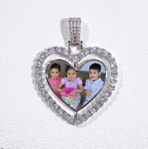 3D Spinning 2-Faced Heart Custom Picture Pendant
