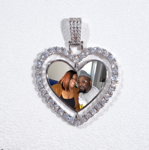 3D Spinning 2-Faced Heart Custom Picture Pendant
