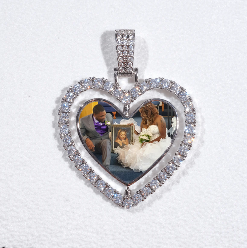3D Spinning 2-Faced Heart Custom Picture Pendant