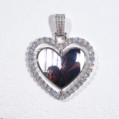 3D Spinning 2-Faced Heart Custom Picture Pendant