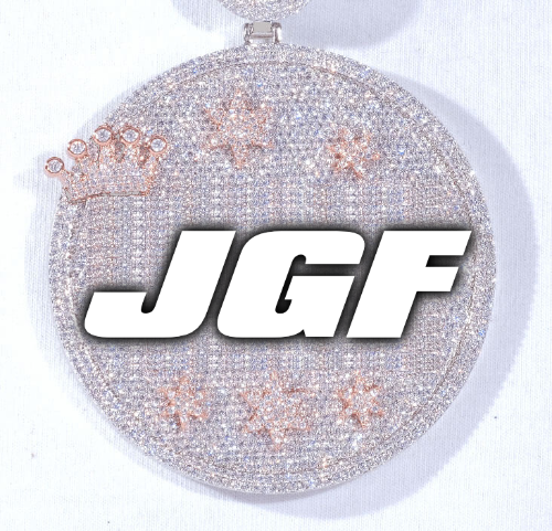 CUSTOM LETTER NECKLACE 3D BIG CROWN DISC