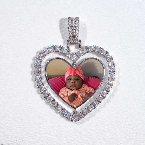 3D Spinning 2-Faced Heart Custom Picture Pendant