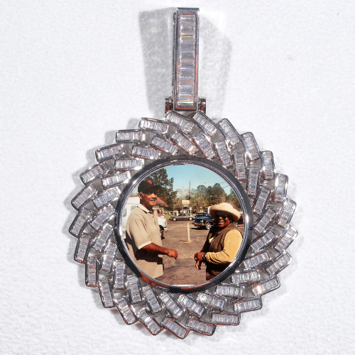 Large 3D Baguette Custom Picture Pendant
