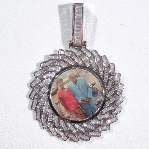 Large 3D Baguette Custom Picture Pendant
