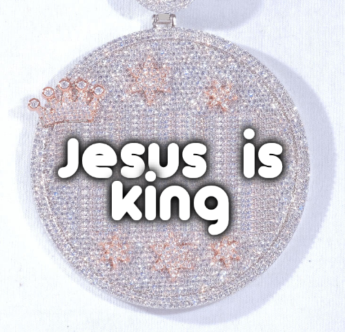 CUSTOM LETTER NECKLACE 3D BIG CROWN DISC