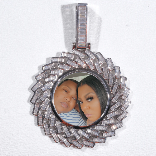 Large 3D Baguette Custom Picture Pendant