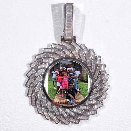 Large 3D Baguette Custom Picture Pendant