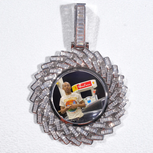 Large 3D Baguette Custom Picture Pendant