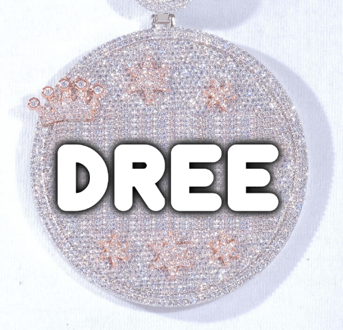 CUSTOM LETTER NECKLACE 3D BIG CROWN DISC