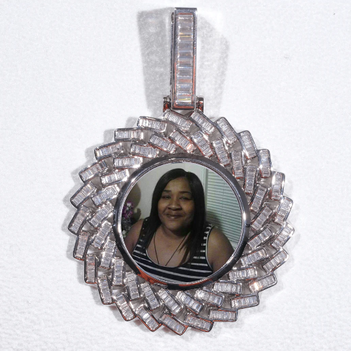 Large 3D Baguette Custom Picture Pendant