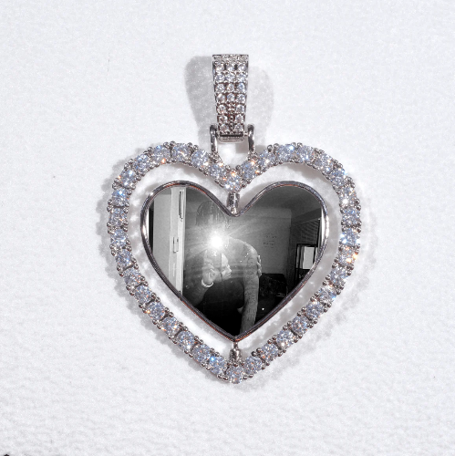 3D Spinning 2-Faced Heart Custom Picture Pendant