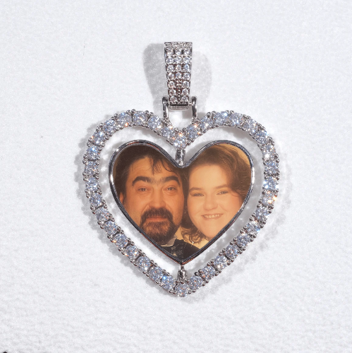 3D Spinning 2-Faced Heart Custom Picture Pendant