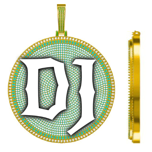 CUSTOM LETTER NECKLACE 3D BIG DISC
