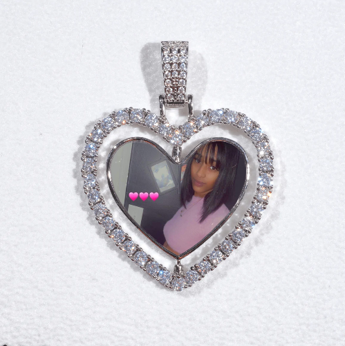 3D Spinning 2-Faced Heart Custom Picture Pendant