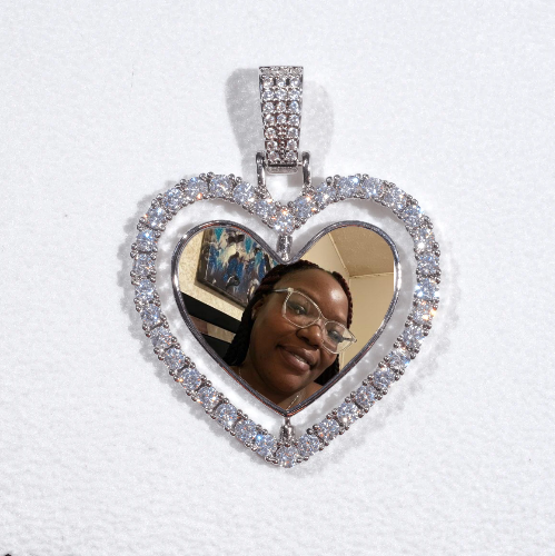 3D Spinning 2-Faced Heart Custom Picture Pendant
