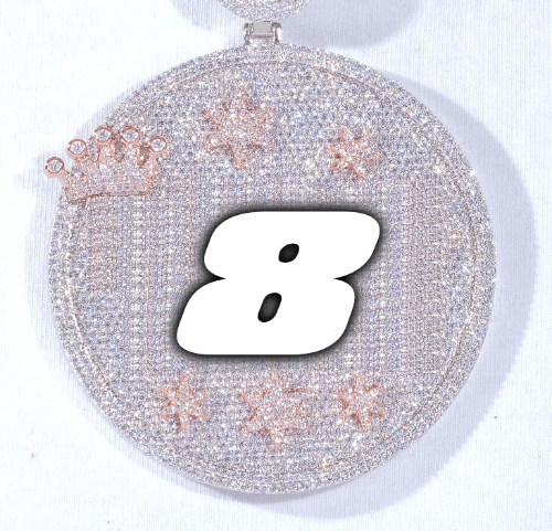 CUSTOM LETTER NECKLACE 3D BIG CROWN DISC