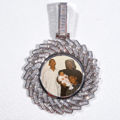 Large 3D Baguette Custom Picture Pendant