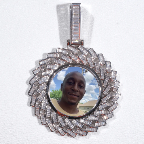 Large 3D Baguette Custom Picture Pendant