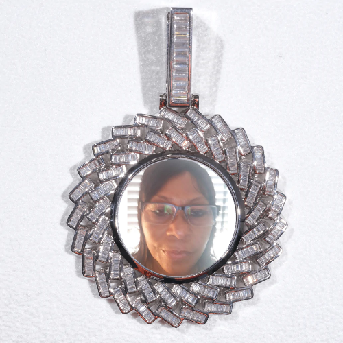 Large 3D Baguette Custom Picture Pendant