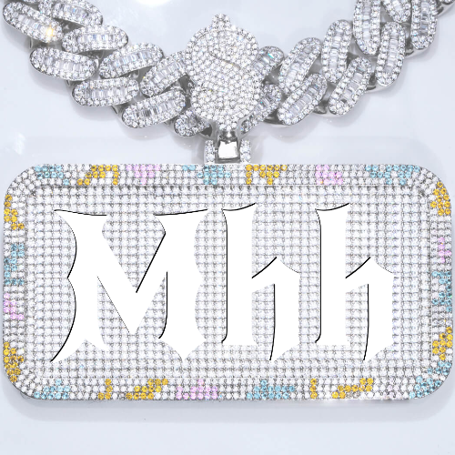 CUSTOM LETTER NECKLACE 3D COLORFUL SQUARE