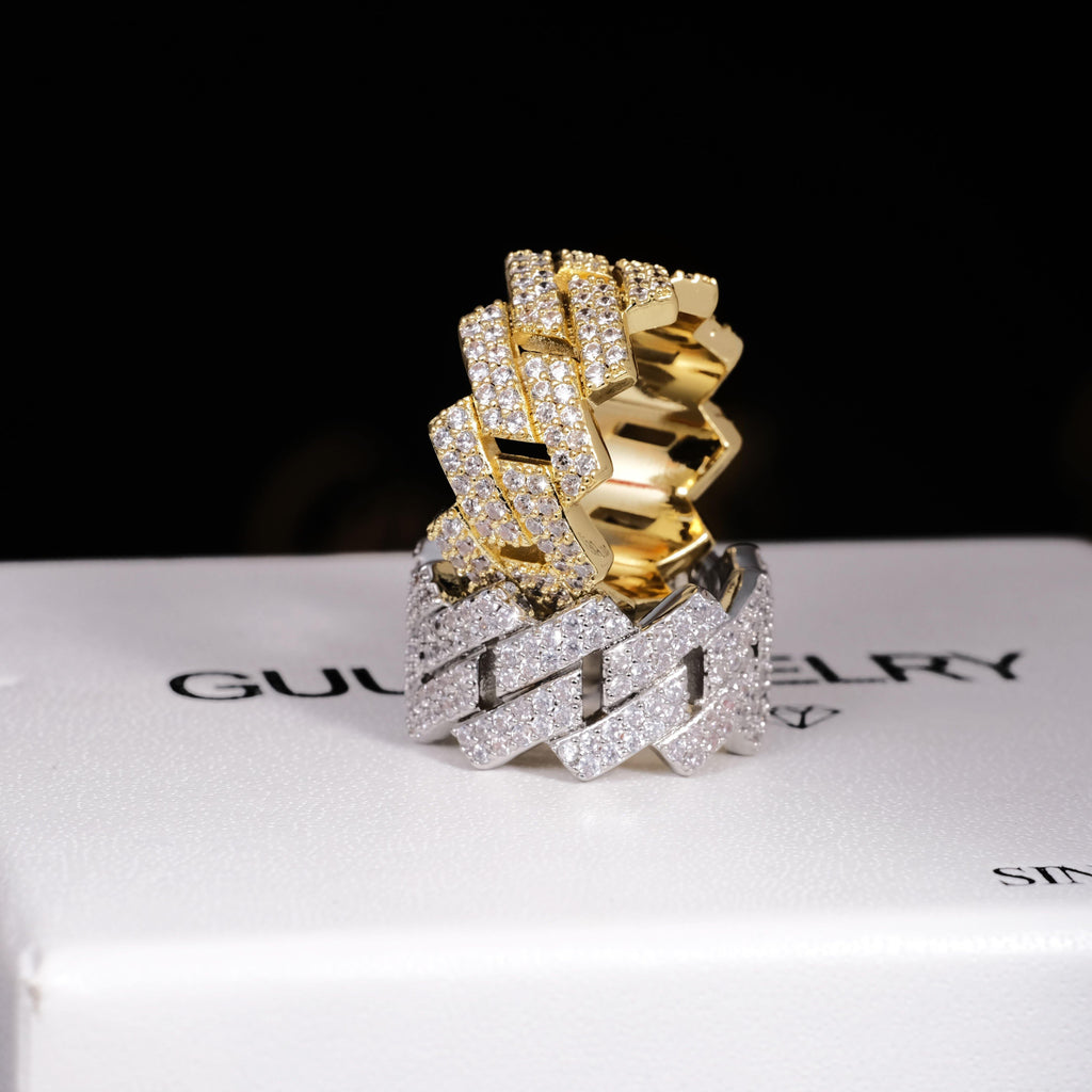 14MM Iced Prong Cuban Ring - The GUU Shop