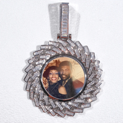 Large 3D Baguette Custom Picture Pendant