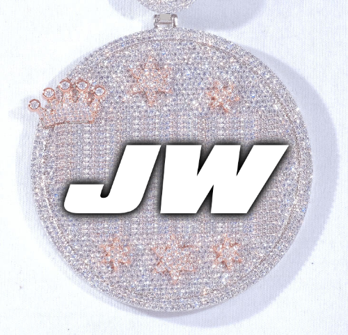 CUSTOM LETTER NECKLACE 3D BIG CROWN DISC