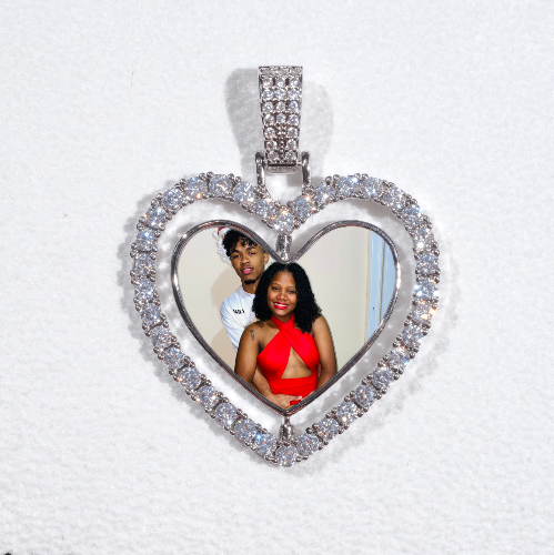 3D Spinning 2-Faced Heart Custom Picture Pendant