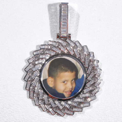 Large 3D Baguette Custom Picture Pendant