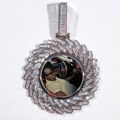 Large 3D Baguette Custom Picture Pendant