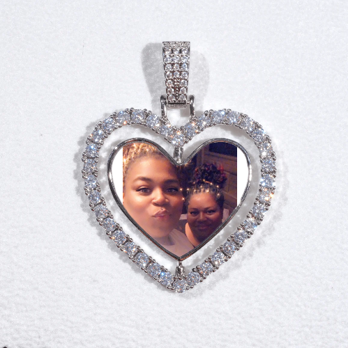 3D Spinning 2-Faced Heart Custom Picture Pendant