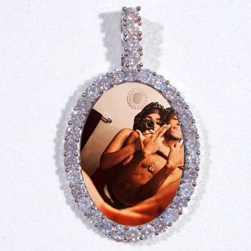 Large 3D Oval Custom Picture Pendant