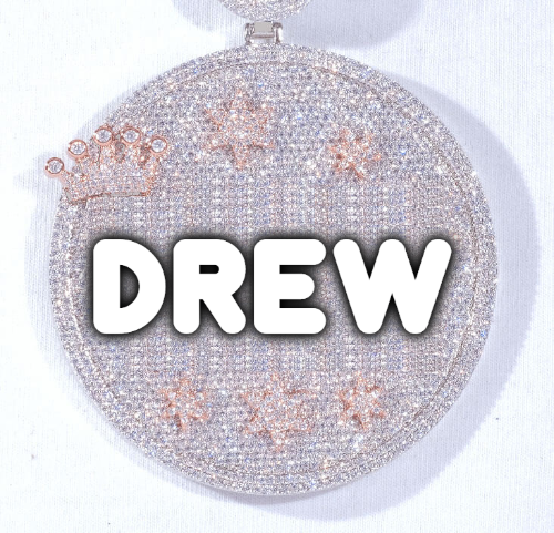 CUSTOM LETTER NECKLACE 3D BIG CROWN DISC