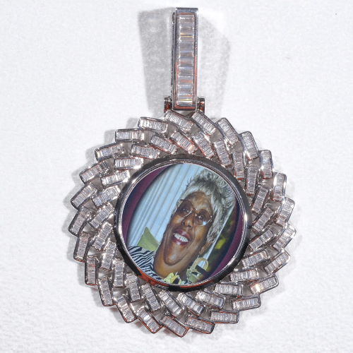 Large 3D Baguette Custom Picture Pendant