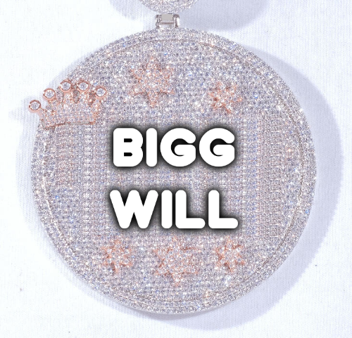 CUSTOM LETTER NECKLACE 3D BIG CROWN DISC