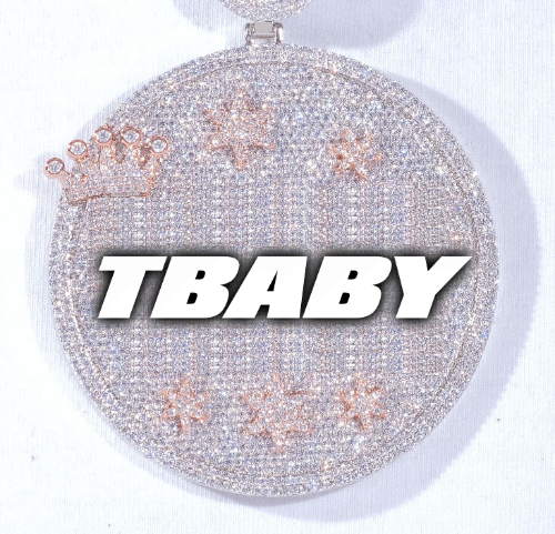 CUSTOM LETTER NECKLACE 3D BIG CROWN DISC