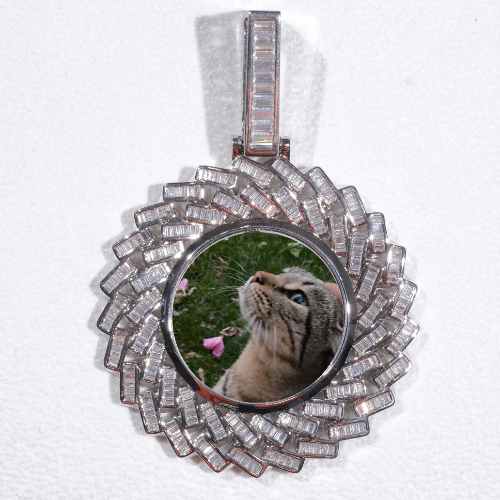 Large 3D Baguette Custom Picture Pendant