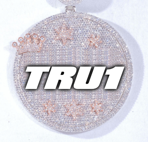 CUSTOM LETTER NECKLACE 3D BIG CROWN DISC