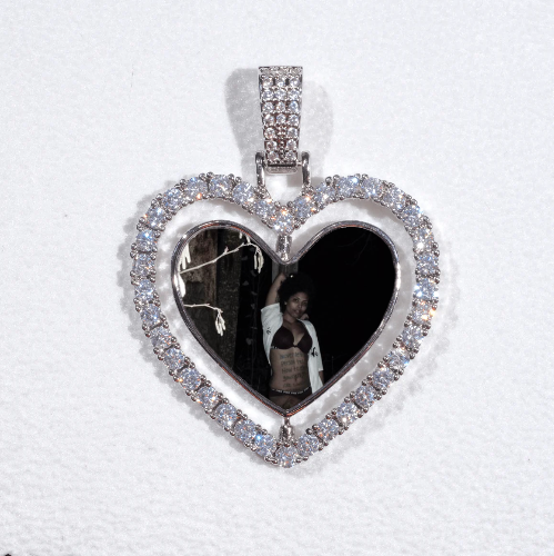 3D Spinning 2-Faced Heart Custom Picture Pendant