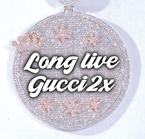 CUSTOM LETTER NECKLACE 3D BIG CROWN DISC