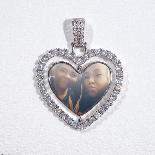 3D Spinning 2-Faced Heart Custom Picture Pendant