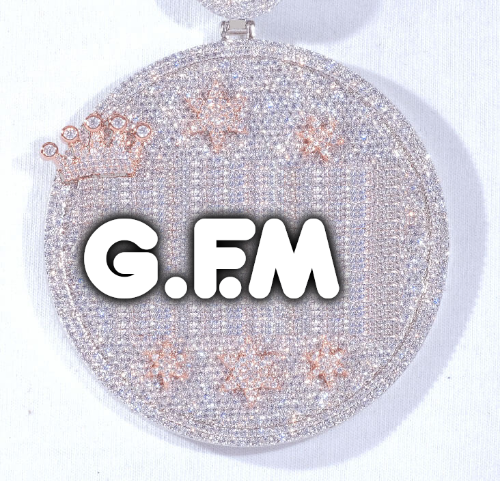CUSTOM LETTER NECKLACE 3D BIG CROWN DISC