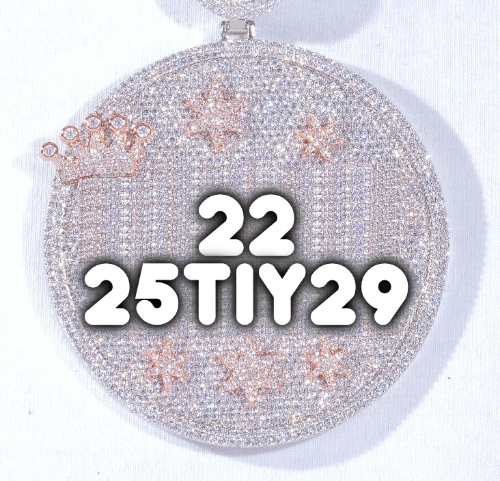 CUSTOM LETTER NECKLACE 3D BIG CROWN DISC