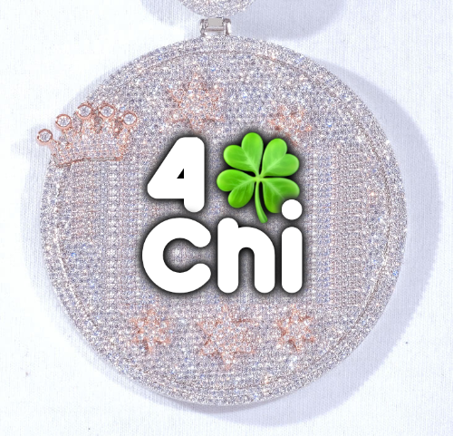 CUSTOM LETTER NECKLACE 3D BIG CROWN DISC