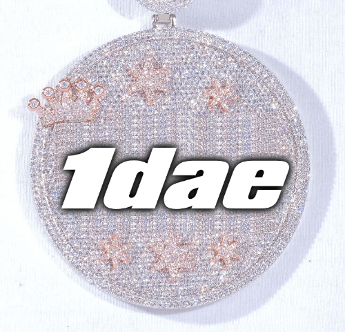 CUSTOM LETTER NECKLACE 3D BIG CROWN DISC